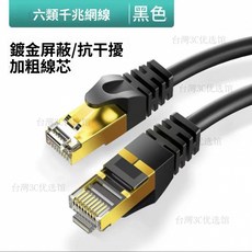 臺灣現_貨 超六類韆兆網綫路由器全銅電腦綫材家用戶外寬帶網絡綫5米20包郵, 黑【經典.水晶頭.】+超六類千兆,8米+耐用/穩定【提升網速】, 1個