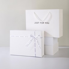 청청이 특별한 리본 선물 포장박스+쇼핑백, 1개, 화이트