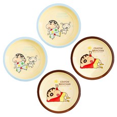 Keyiyijia 크레용 짱구 접시 2개입, 다크브라운+블루, 플레이트, 2개