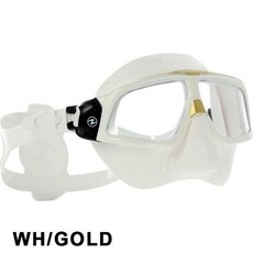 Aqua Lung SPHERA X 自由潛水面鏡，超廣角球面鏡片，低容積舒適貼合，專業級潛水裝備, WHITE/GOLD
