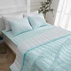 시어서커 여름이불 리플 냉감 누비 이불 패드 세트 슈퍼싱글 퀸 쿨링 침구 SS/Q