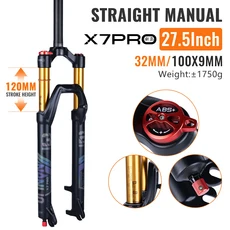 Nanlio X7PRO 자전거 서스펜션 포크 오일 가스 포크 120/140mm 여행 26/27.5/29 인치 댐핑 및 리바운드 알, 02 27.5Straigh LO QR120