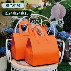 일회용 보냉보온가방 테이크아웃 대형 주황색 아이스크림 (두꺼운) 상업용 휴대용 100개입, 1개, AS. 오렌지 보온 가방 중형