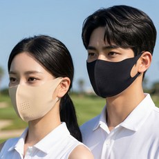스탠다드엔 자외선차단 스포츠 쿨링 골프 마스크, 베이지, 1개