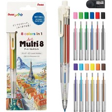 Pentel 飛龍 設計家專用8色套筆 Art Multi 8，專業設計色彩鮮明，持久耐用, 1個