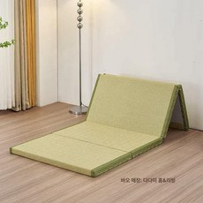 바닥매트리스 원룸용 접이식 간이 손님용 원룸 게스트용, 1cm, 옐로우그린+그린