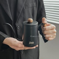 캠핑 커피 드립 주전자 휴대용 드립세트 핸드드립세트 포트, 블랙 우드 핸들 커피 컬러 600ml, 1개, 1L