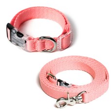 아띠지기 반려동물 목줄 + 핸즈프리 리드줄 세트, 코랄, 1세트