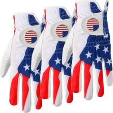 GKAND &i 골프 글러브 남자 오른손 왼손에 볼 마커 미국 국기 블루 카모 격자무늬 3팩 남성 올 웨더 그립 스몰 미디엄 M 라지, 미국 국기 - 왼손 착용