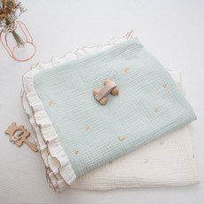 네이처스티치 별달 자수 6중 거즈 블랭킷(양겹) 블랭킷 낮잠이불 아기 4계절 이불, 그린