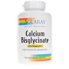 SOLARAY 甘胺酸鈣維他命D-3植物膠囊, 1個, 120 件