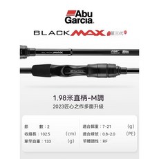 Abu Garcia BLACK MAX 2023款 1.98米 槍柄 M調 路亞竿 遠投竿, 直柄1.98m-M调【全水域泛用】,其他