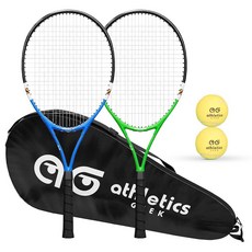 Athletics Geek 청소년 테니스 라켓 세트-초보자 및 청소년 플레이어를 위한 68.6cm(27인치) 테니스 라켓 - 휴대용 가방 그립 테이프 및 볼 제공 포함 경량, Athletics Geek 청소년 테니스 라켓 세트-초