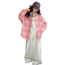 삐삐네옷가게 여아 체리핑크 체크 셔츠 자켓