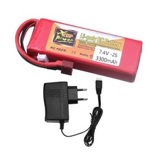 Wltoys용 T 플러그 포함된 Lipo 배터리 2S 7.4V 3300mah RC 144001 144010 124016 124017 124018 124019 자동차 드론 보트 부, 1B 1EU, 1개