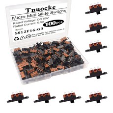 Tnuocke 18PCS 5mm 하이 노브 수직 마이크로 미니 슬라이드 스위치 3핀 2 위치 1P2T SPDT 토글 스위치 패널 마운트 AC 125V 2A SS12D10-G5, SS12F16
