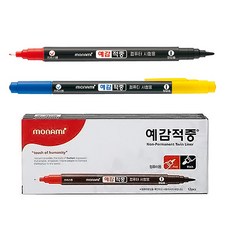 컴퓨터용 사인펜 : 모나미 예감적중 (12자루) 양면, 파랑