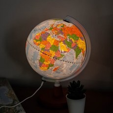 發光地球儀，清晰地圖標示，夜間閱讀小夜燈，書房客廳裝飾擺設, 藍色