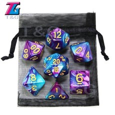 보드 게임 주사위 믹스 주사위 세트 가방 9 색 dnd rpg 휴대용 장난감 플라스틱 큐브 trpg d4 d6 d8 d10 d12 d20, 색상 01, 1개