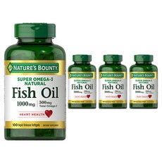 네이쳐스바운티 슈퍼 내추럴 피쉬 오일 1000mg + 오메가 3 500mg 소프트젤, 4개, 100정