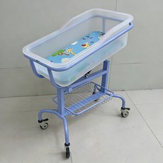 嬰兒床 高度可調 防溢奶 家用 新生兒護理床, 藍色, 鋼製磨砂盆 拆裝發貨送安裝工具