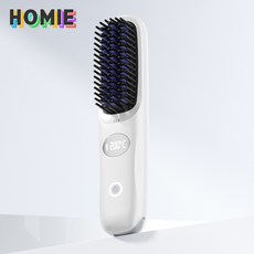 HOMIE 고데기 온도 조절 가능 휴대용 무선 고데기 모발 전체 적용 헤어 매직기, 화이트
