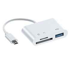 工廠私模type-c讀卡器type-c安卓手機電腦多功能OTG2.0 SD/TFU盤, 1個, 如圖, 三合一讀卡器-安卓白色(袋裝)