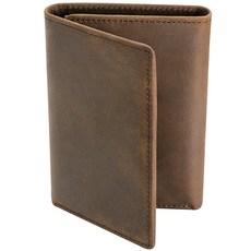 STAY FINE 남성용 가죽 RFID 3단 지갑 플립 업 ID 슬림 추가 용량 카드 홀더 선물 준비 브라운. 캐주얼