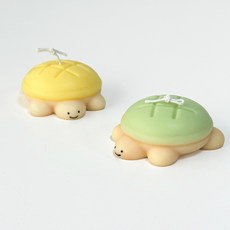 행운의 귀여운 메론빵 거북이 캔들 오브제 인테리어 소품 부모님 친구 지인 장수 행운 선물, 레몬, 체리블랙