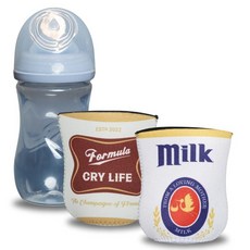 Brew Pants American Beer 테마 아기 젖병을 위한 쿠지 - 새로운 부모 및 베이비 샤워를 위한 재미있는 선물 - (프리미엄 디자인 네오프렌 쿠지 2개 + BP, 아메리칸 맥주 4