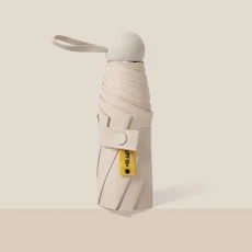 미니 캡슐 접이식 우산 비닐 박스 포함 양용 보호 UV 차단 여행 액세서리 야외용, 02 Beige