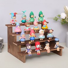 熱銷爆款 實木做舊階梯架手串收納架手辦娃娃盲盒陳列擺件手鏈手鐲展示架子, 1個, 梯形【原木色】,2層長20CM