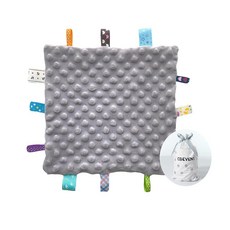 해외 CREVENT Tag Security 아기용 담요 남아용 부드럽고 작은 러비 아기 이불 감각 생일 베이비 샤워를 위한 훌륭한 선물 25.4 x 25.4cm10 10인치 8, .0016.Grey Tag.