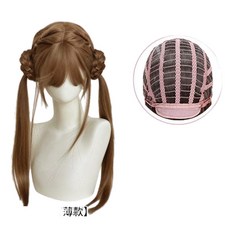 澤蘭 古風精修編發雙馬尾 Lolita風 全頭套假髮, 蜜茶亞麻 紮好發出 髮網, 1個