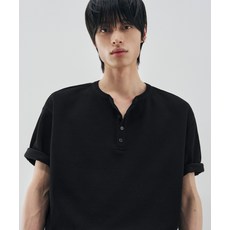 매장정품 DRAW FIT 드로우핏 [유튜버 PICK]와플 헨리넥 하프 티셔츠 [BLACK] DFTS5211BK 957542