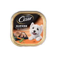 Cesar 西莎 牛肉精緻風味餐盒 寵物狗罐頭濕糧, 100g, 24個, 南法野菜燉雞