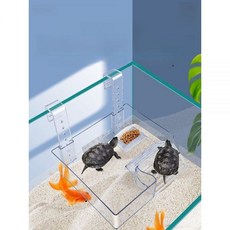 거북이 육지 내추럴 겸용 먹이 쉼터 아크릴, 25W 전구 3개