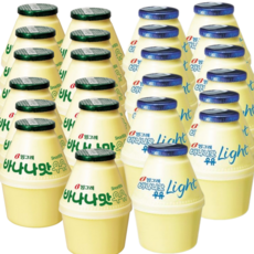 빙그레 단지우유 2종 혼합 (바나나맛우유 and 바나나맛우유 라이트), 240ml, 24개