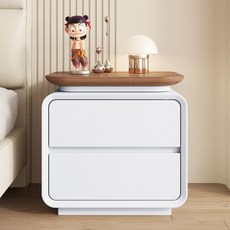新款全實木中古奶油風現代簡約牀頭櫃輕奢意式小戶型臥室收納櫃, U6純白色【整裝】:【長45寬40高50】實木款
