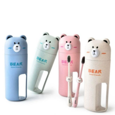 유치원 양치 컵 귀여운 실리콘 학생용 양치 컵 초등 휴대용 칫솔 어린이용 어린이집 살균기 여행용 어린이, 아이보리