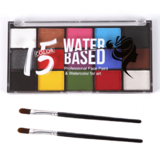 15색일반 페이스페인팅물감 수용성 메이크업 브러쉬 세트, 1개