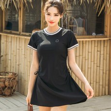 HERRINGBONE 女款短袖滾邊圓領防曬連身泳衣 RE333W