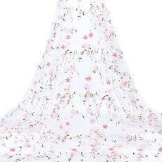 6야드 꽃 패턴 메쉬 패브릭 핑크 의류 원단