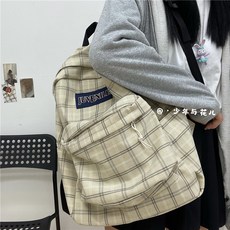 고착감 체크 가방, 카키