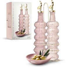 글라스 오일병 2종 세트 500ml 유리 오일 디스펜서 소스병 간장병 식초병 주방 양념통 보틀 카라페 정리용, Elegant Waves, Pink