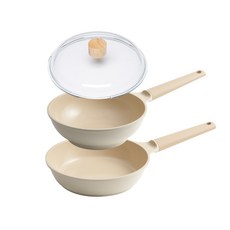 트루쿡 IH 인덕션 세라믹 후라이팬 유리뚜껑 3종 세트, 프라이팬 24cm+궁중팬 24cm+유리뚜껑 24cm, 1개