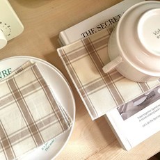 홈까페 패브릭컵받침 체크무지 코스터 무라벨 4p, 모던체크 4p, 1세트