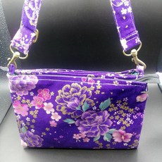 手工製品 日本棉布紫底茶花包包, 1個