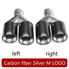 [호환제품] [BMW 호환용품] 시리즈 배기 개조용 유니버설 카본 블랙 팁, 01 Silver IN64 OUT 93mm