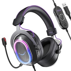 FIFINE USB GameChat 7.1 PS5PS4PCMac RGB 게이밍 헤드셋 유선 접속 음성 밸런스 기술